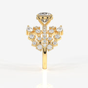 Round and Pear Cut Lab Grown Diamond Cocktail 9K Gold Ring