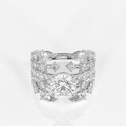 Round and Pear Cut Lab Grown Diamond Cocktail 9K Gold Ring
