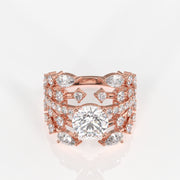Round and Pear Cut Lab Grown Diamond Cocktail 9K Gold Ring