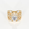 Portuguese and Marquise Cut Moissanite Diamond Cocktail 14K Gold Ring