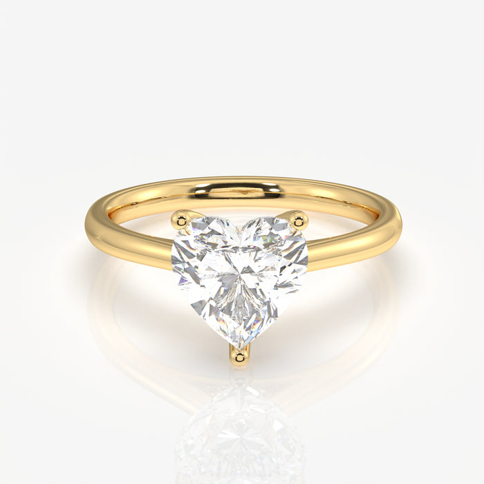 Heart Cut Lab Grown Diamond Classic Solitaire Engagement 14k Gold Ring