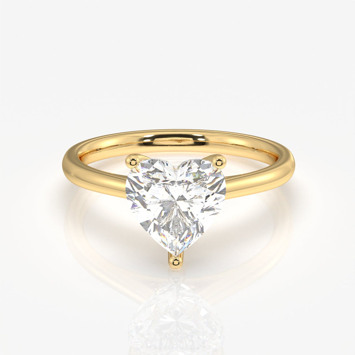 Heart Cut Lab Grown Diamond Classic Solitaire Engagement 14k Gold Ring