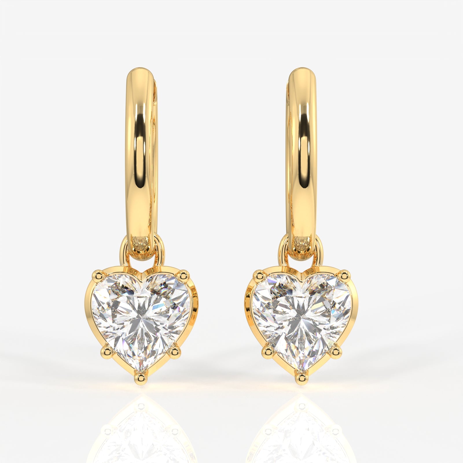 Heart Cut Lab Grown Diamond Dangler 14K Gold Earrings