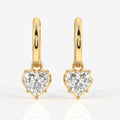 Heart Cut Lab Grown Diamond Dangler 14K Gold Earrings