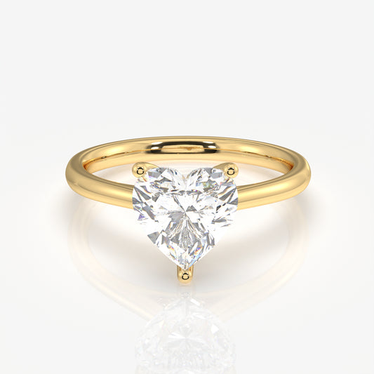 Heart Cut Lab Grown Diamond Petite Solitaire Engagement 14k Gold Ring