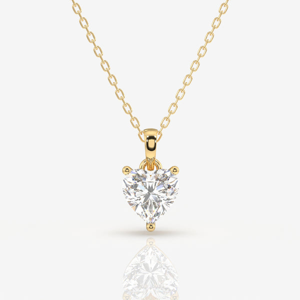 Heart Cut Lab Grown Diamond Solitaire 14k Gold Pendant