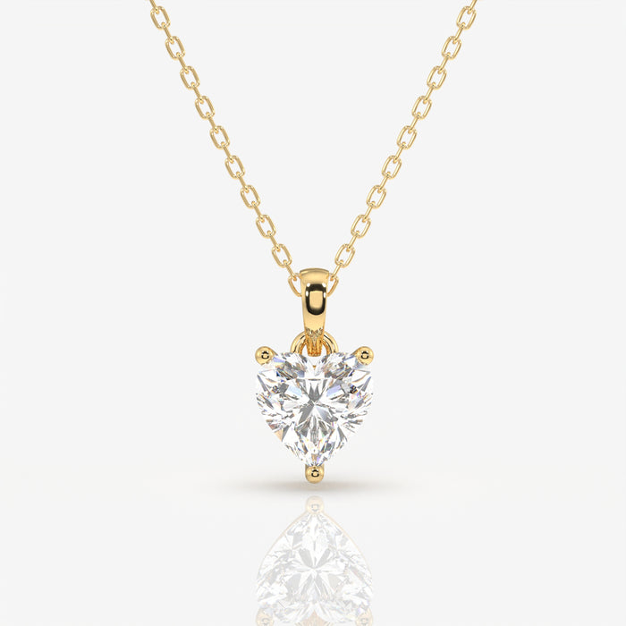 Heart Cut Lab Grown Diamond Solitaire 14k Gold Pendant