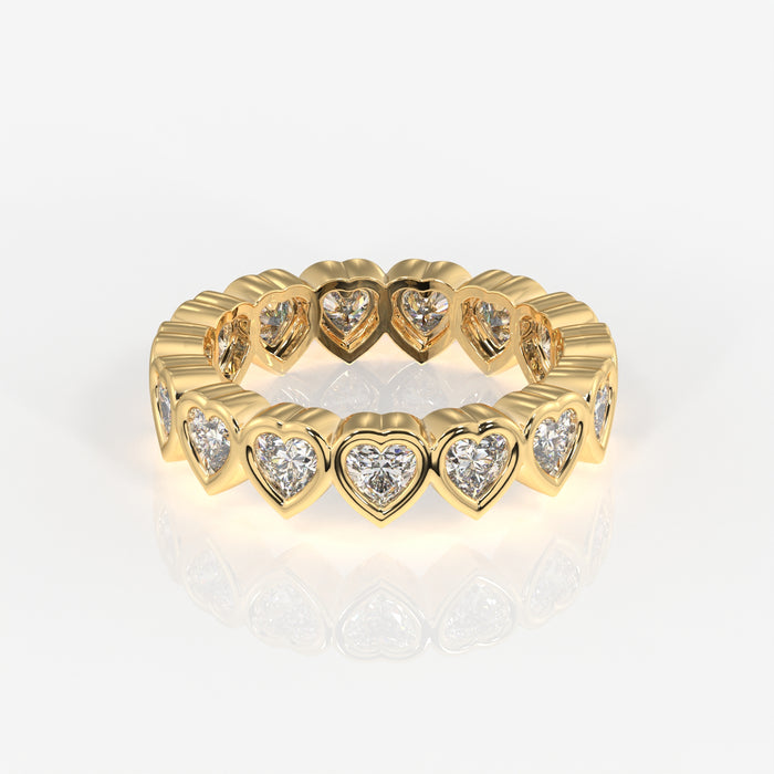 Heart Cut Moissanite Diamond Eternity Band 18K Gold Ring