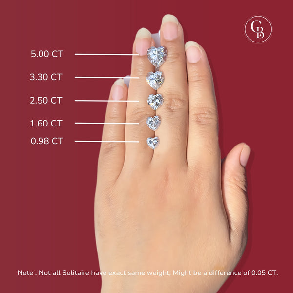 Heart Cut Moissanite Diamond Solitaire Engagement Sterling Silver Ring