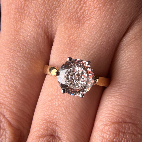 Classic Solitaire Portuguese Cut Lab Grown Diamond Engagement 18K Gold Ring