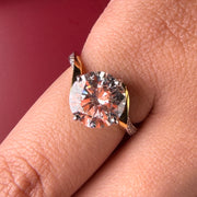 Pavé Halo Round Cut Lab Grown Diamond Engagement 9K Gold Ring