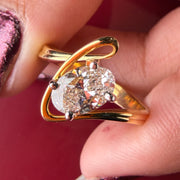 Sculpted Bypass Oval Cut Lab Grown Diamond 14K Gold Ring