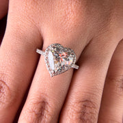 Pavé Halo Heart Cut Lab Grown Diamond Engagement 18K Gold Ring
