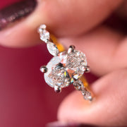 Marquise Halo Oval Cut Lab Grown Diamond 14K Gold Ring