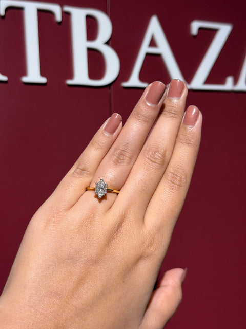 Dutch Marquise Lab Grown Diamond Solitaire Hidden Halo 14K Gold Ring