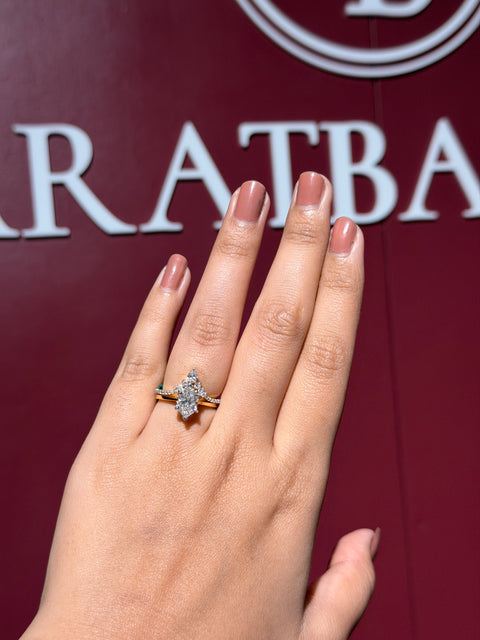 Dutch Marquise Lab Grown Diamond Stackable 14K Gold Ring