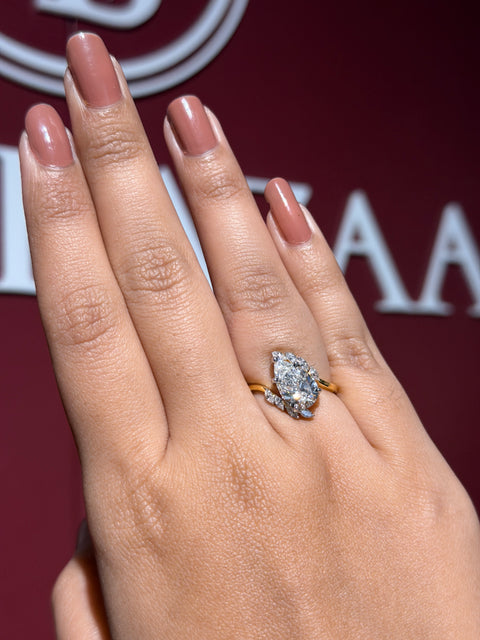Celine Amour Pear Cut Lab Grown Diamond Engagement 14K Gold Ring