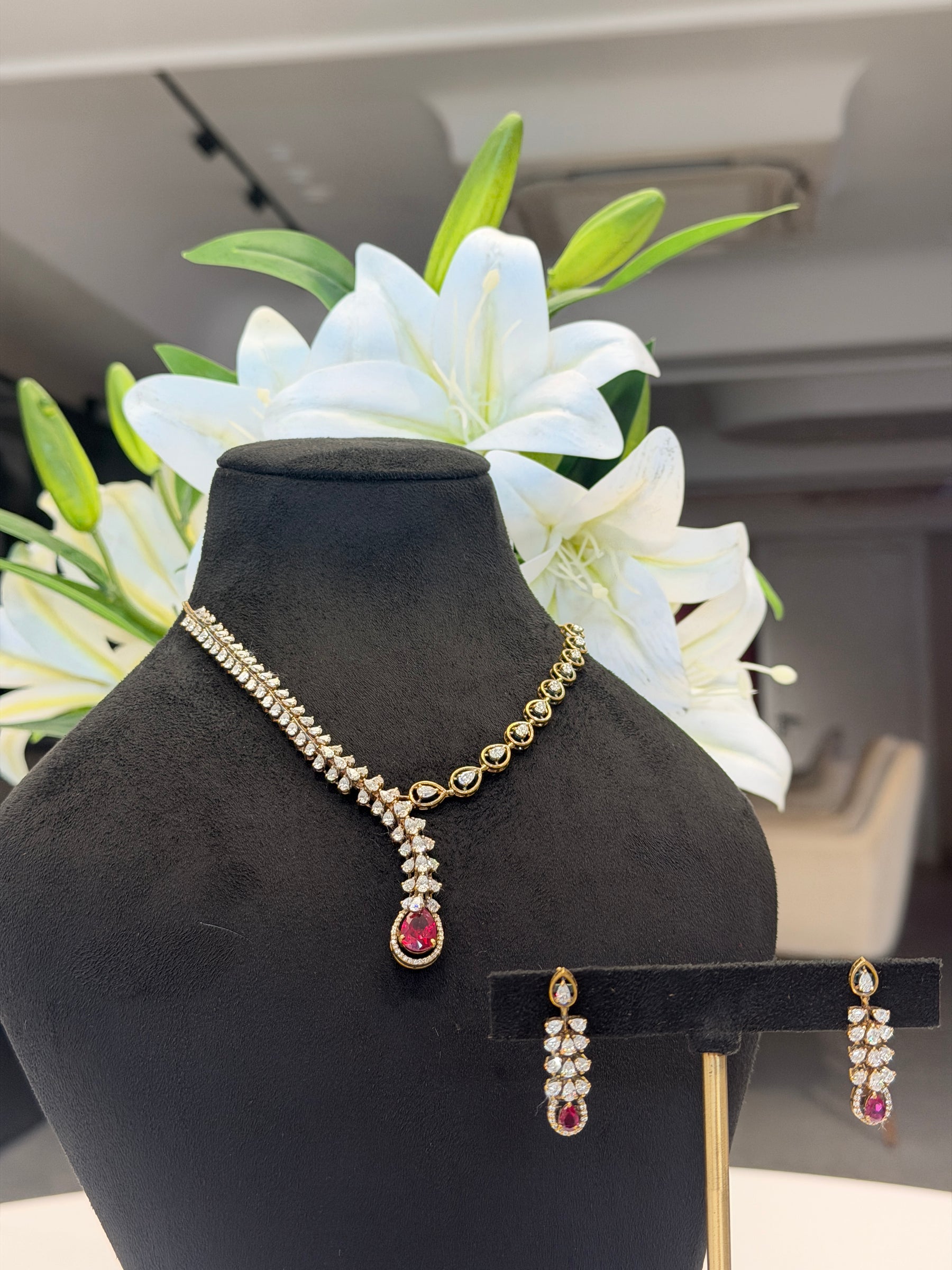 Bridal Bloom Moissanite Diamond Sterling Silver Necklace