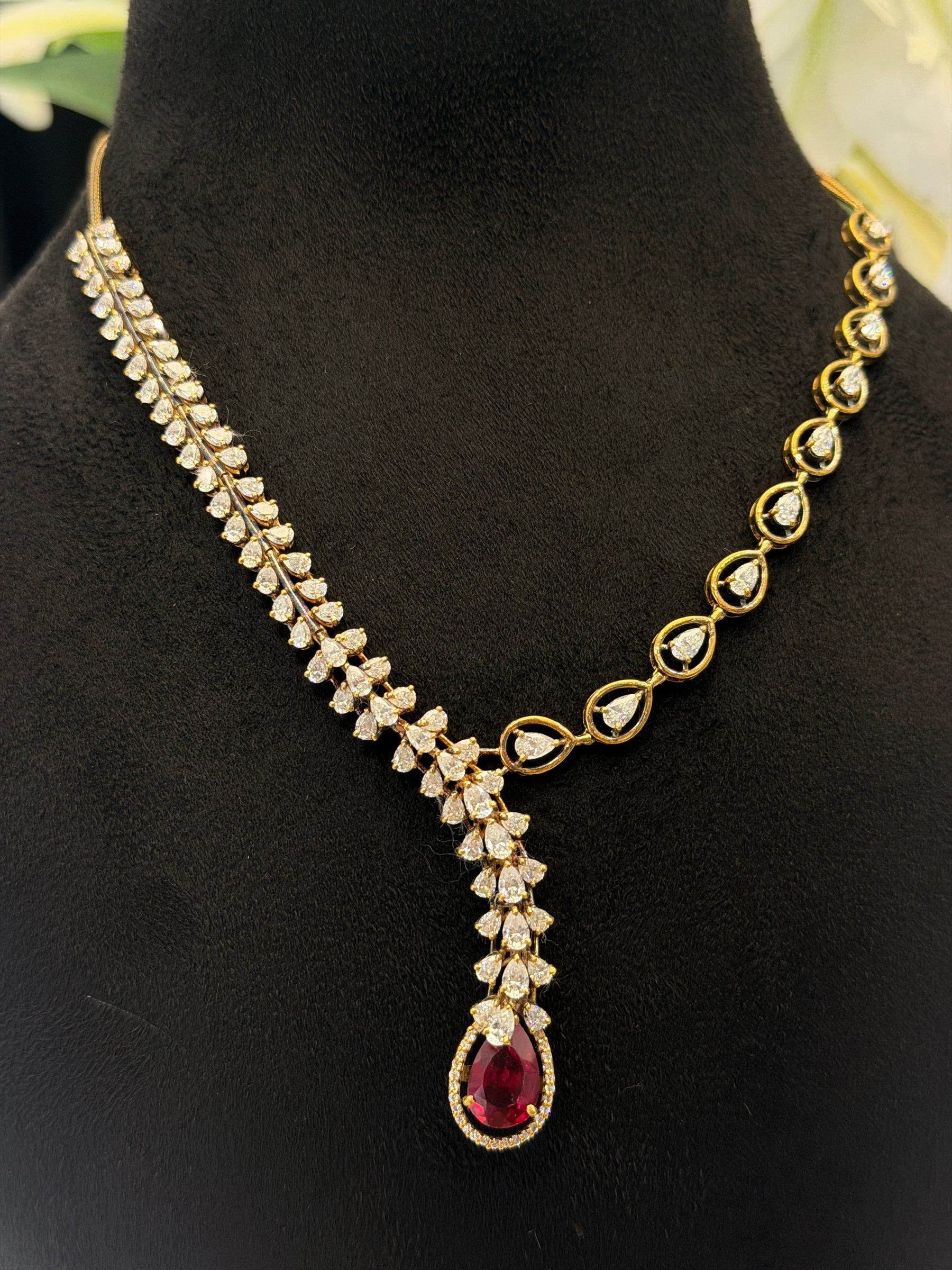 Bridal Bloom Moissanite Diamond Sterling Silver Necklace
