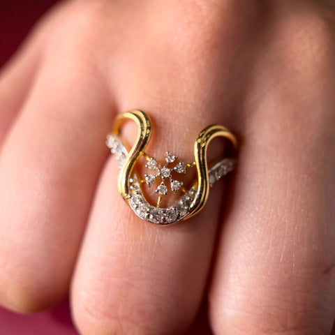 Celestial Swirl Round Cut Lab Grown Diamond 14K Gold Ring