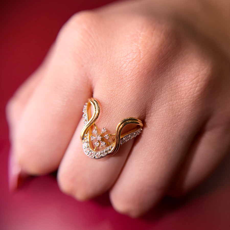 Celestial Swirl Round Cut Lab Grown Diamond 14K Gold Ring