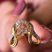 Celestial Swirl Round Cut Lab Grown Diamond 14K Gold Ring
