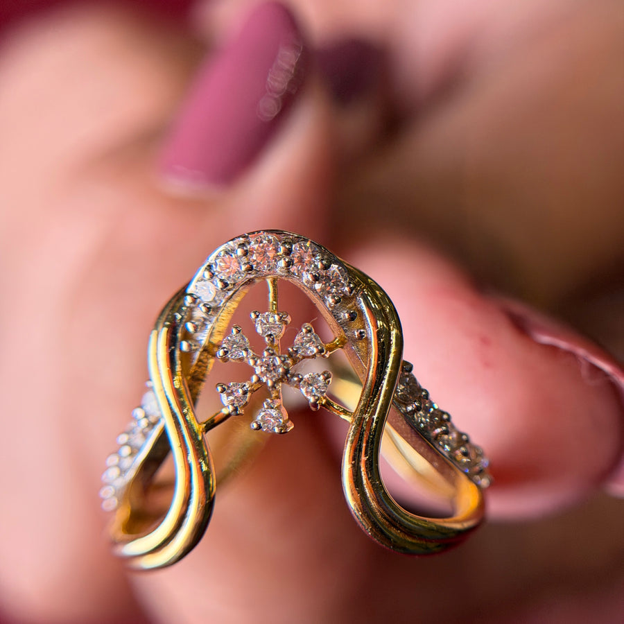 Celestial Swirl Round Cut Lab Grown Diamond 14K Gold Ring