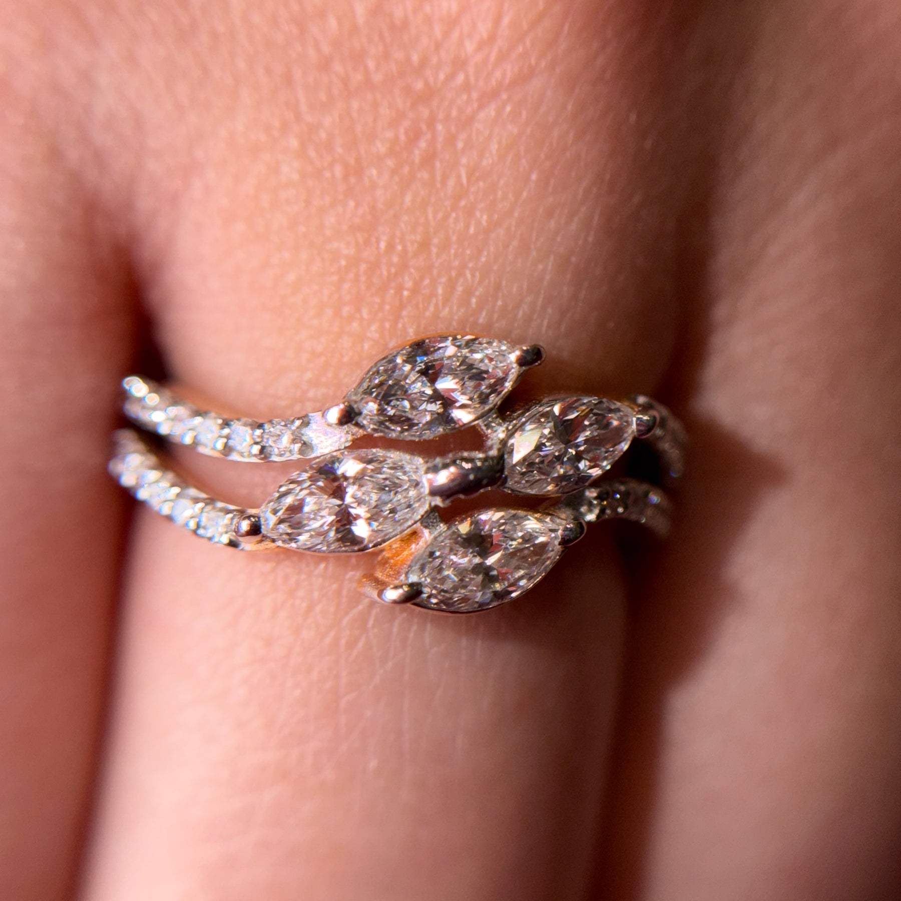 Marquise Cut Lab Grown Diamond 9K Gold Engagement Ring