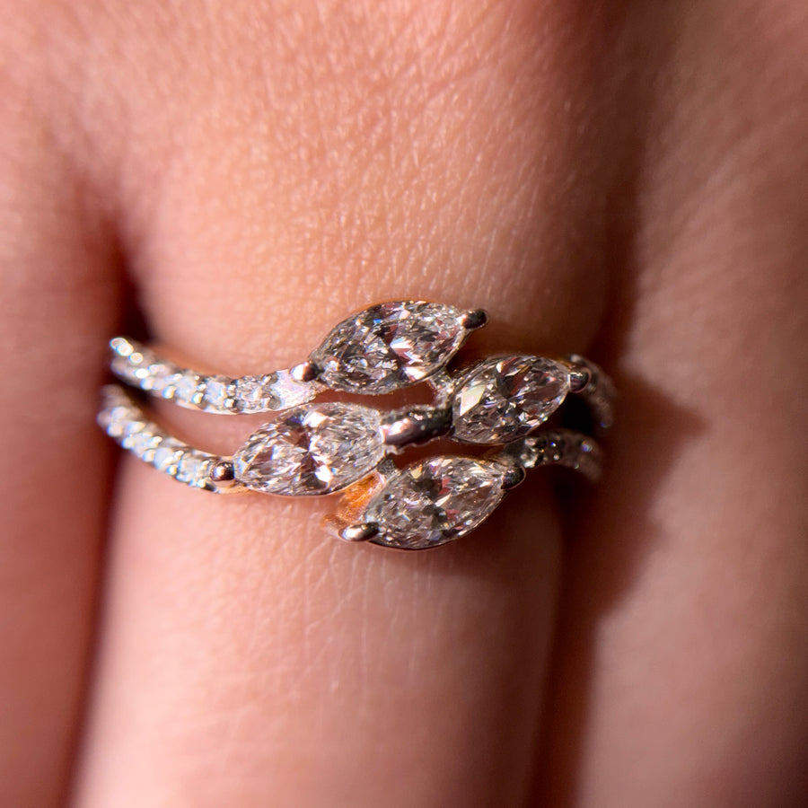 Marquise Cut Lab Grown Diamond 9K Gold Engagement Ring