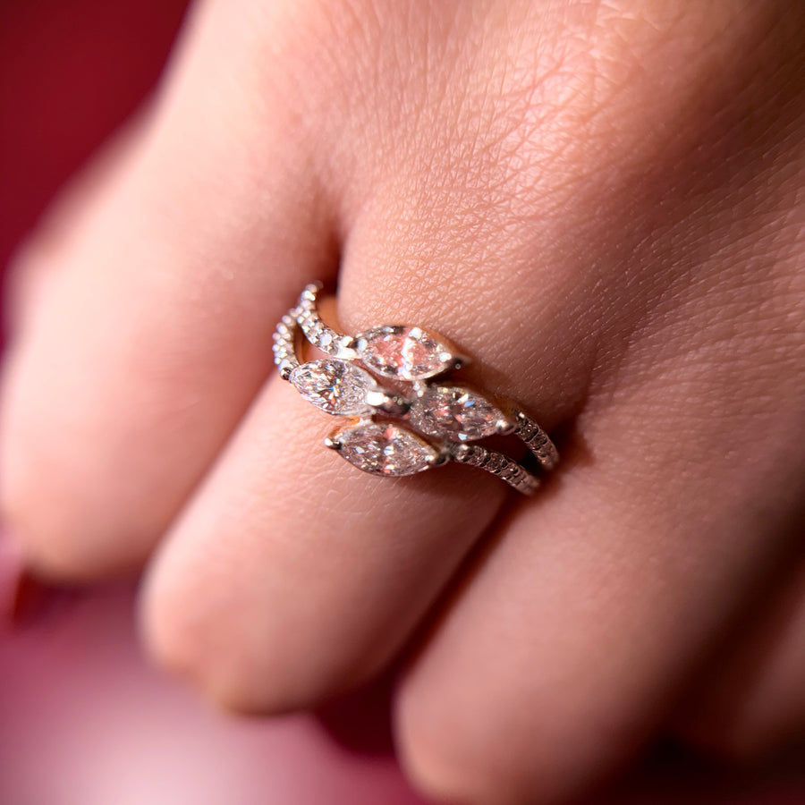 Marquise Cut Lab Grown Diamond 9K Gold Engagement Ring