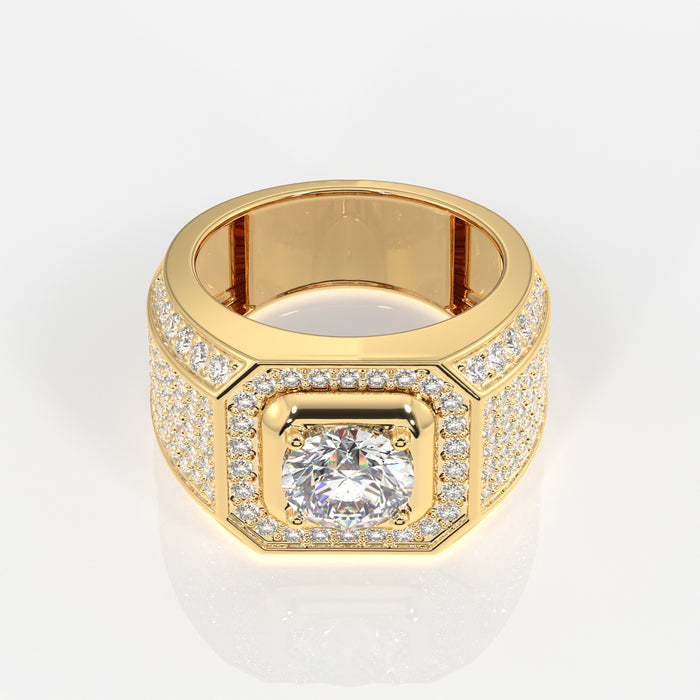 Lab Grown Diamond, Full Star Men's 14k Gold Ring