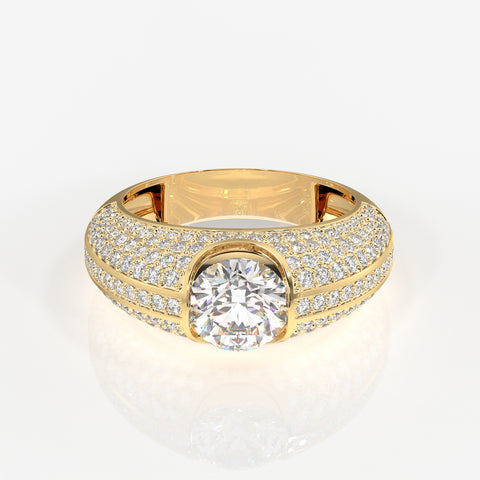 Lab Grown Diamond, Luxe Accents Men's 14k Gold Ring