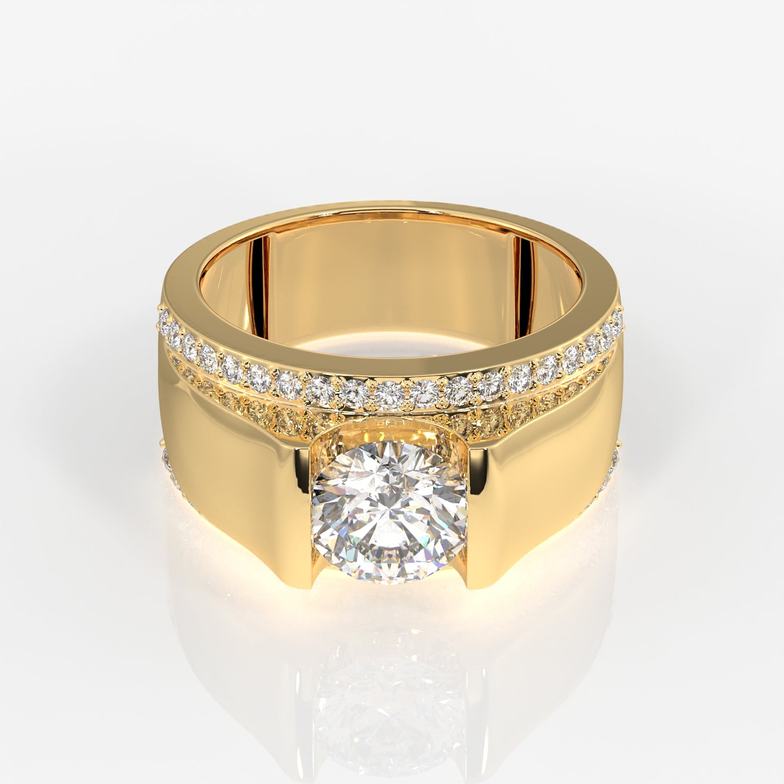 Lab Grown Diamond, Matt Men's 14k Gold Ring