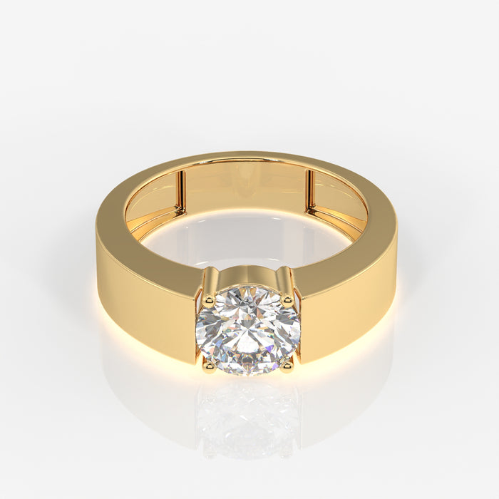 Lab Grown Diamond, Simple Classic Men's 14k Gold Ring