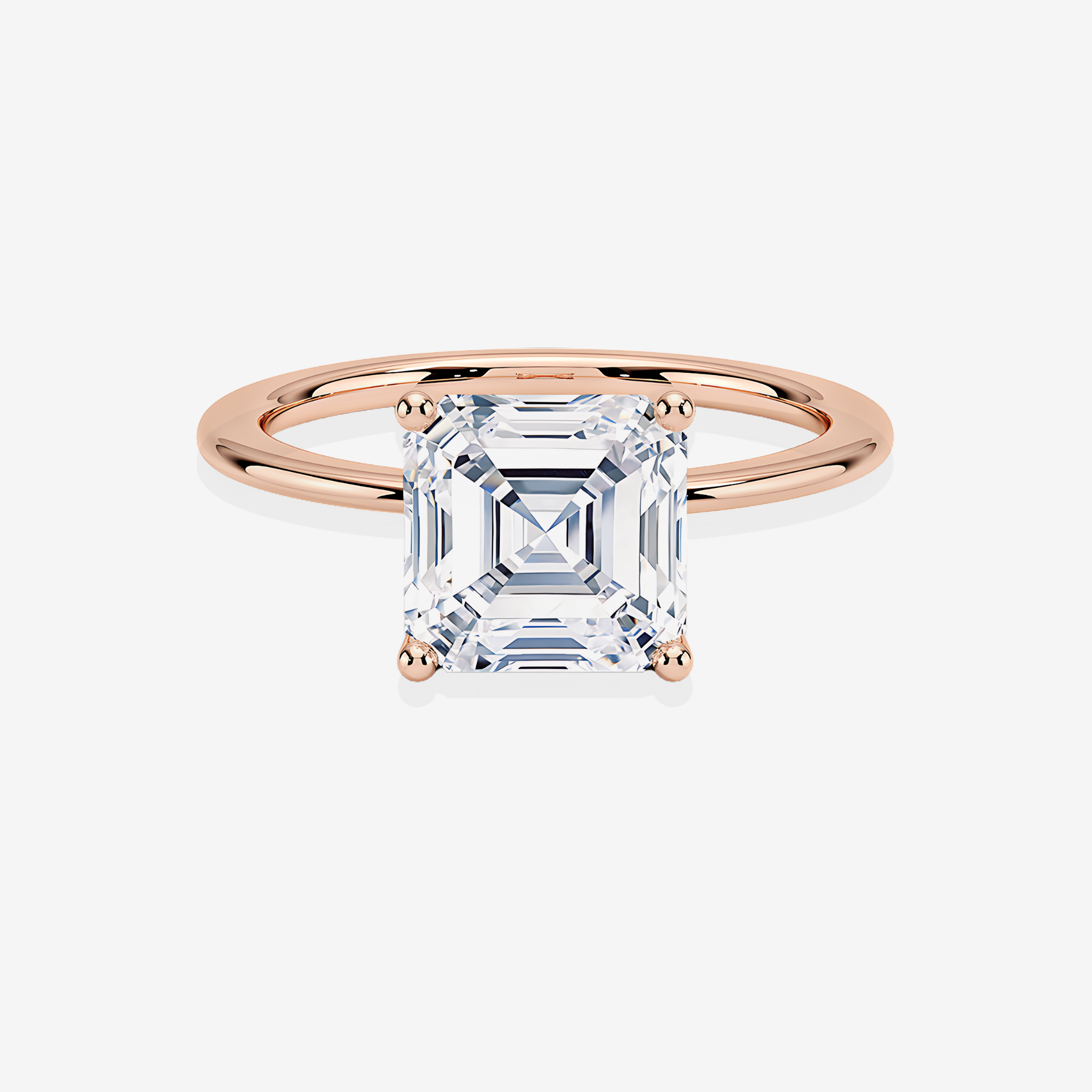 Luxurious Asscher Cut Moissanite Diamond Cathedral Solitaire Engagement 14K Gold Ring
