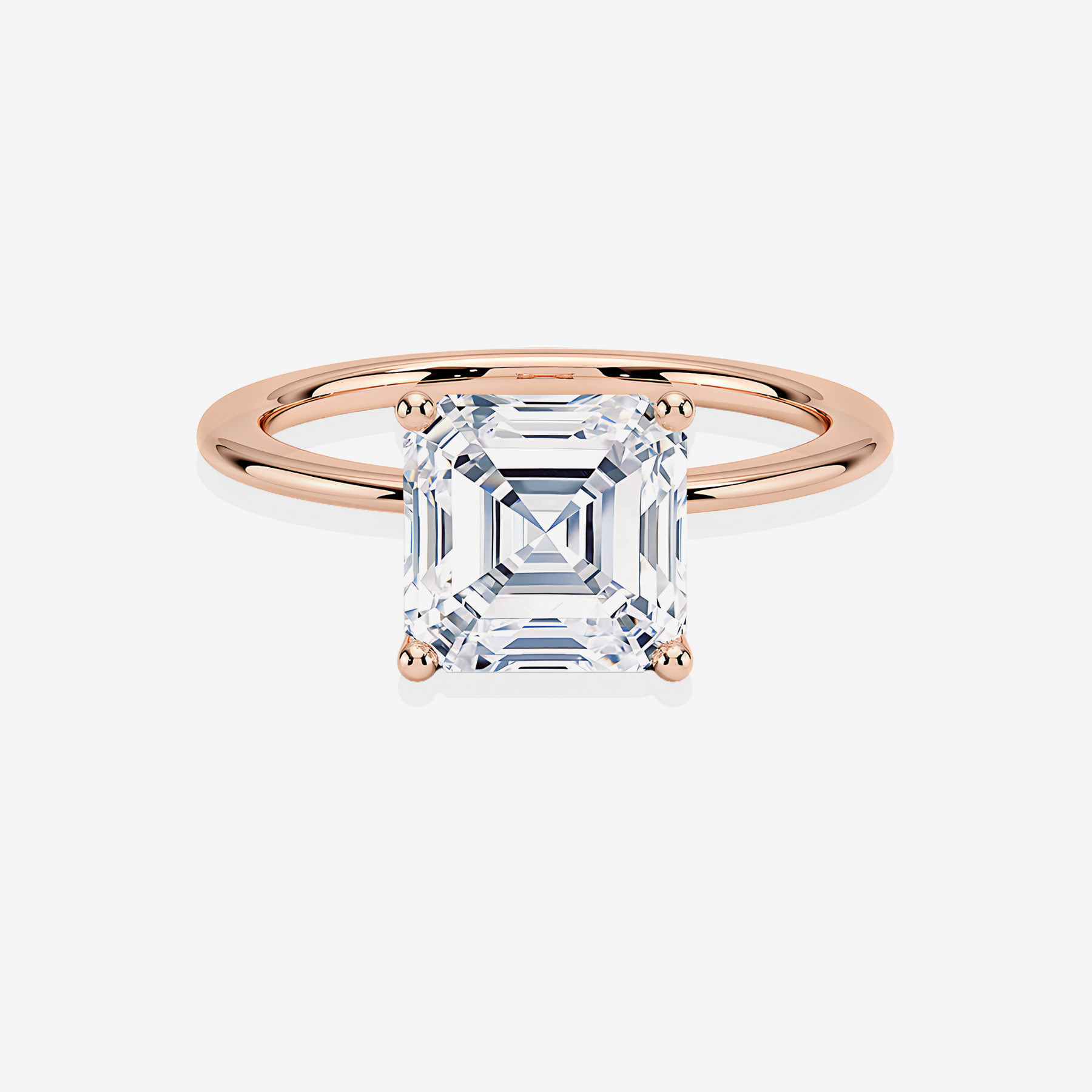 Luxurious Asscher Cut Moissanite Diamond Cathedral Solitaire Engagement 14K Gold Ring