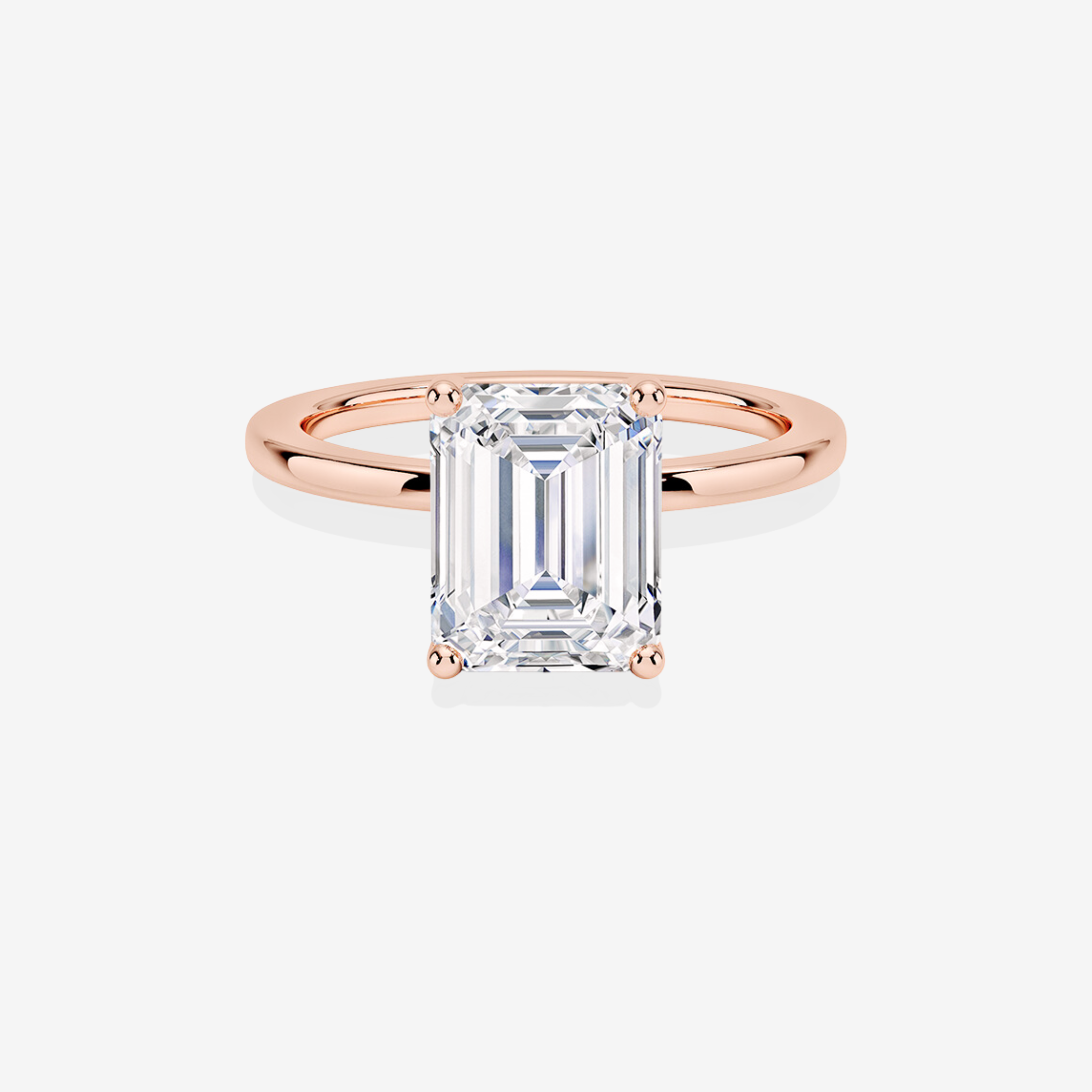 Luxurious Emerald Cut  Lab Grown Diamond Classic Solitaire Engagement 14k Gold Ring