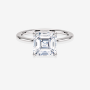 Luxury Asscher Cut Moissanite Diamond Classic Solitaire Engagement 14K Gold Ring