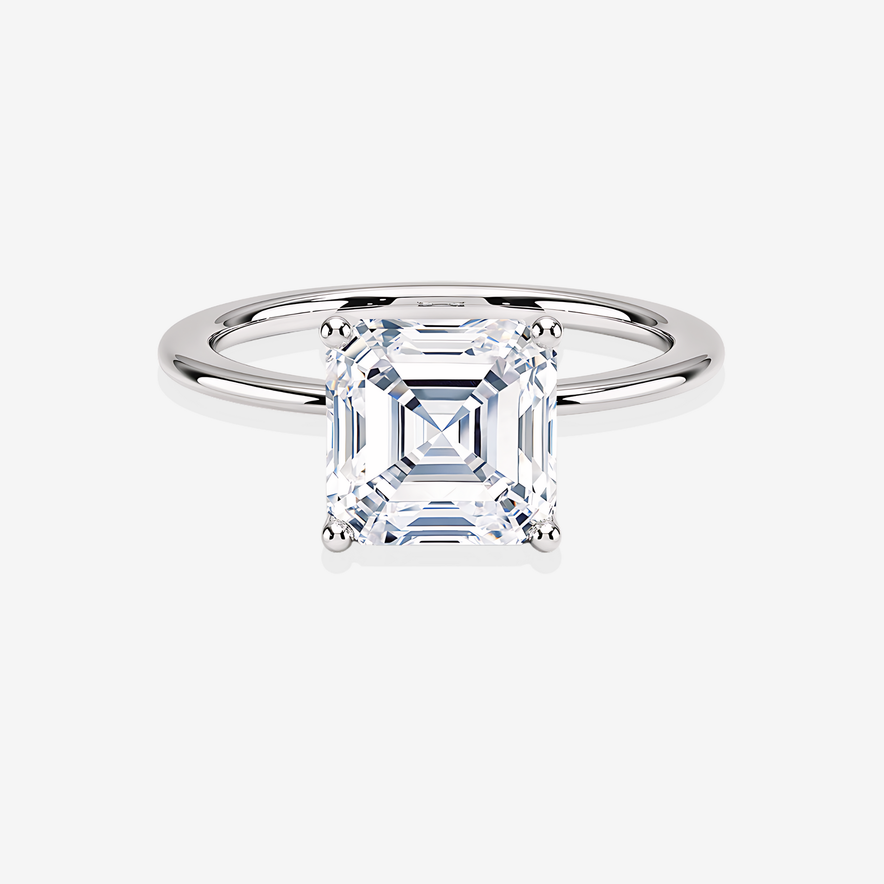 Luxury Asscher Cut Moissanite Diamond Classic Solitaire Engagement 14K Gold Ring