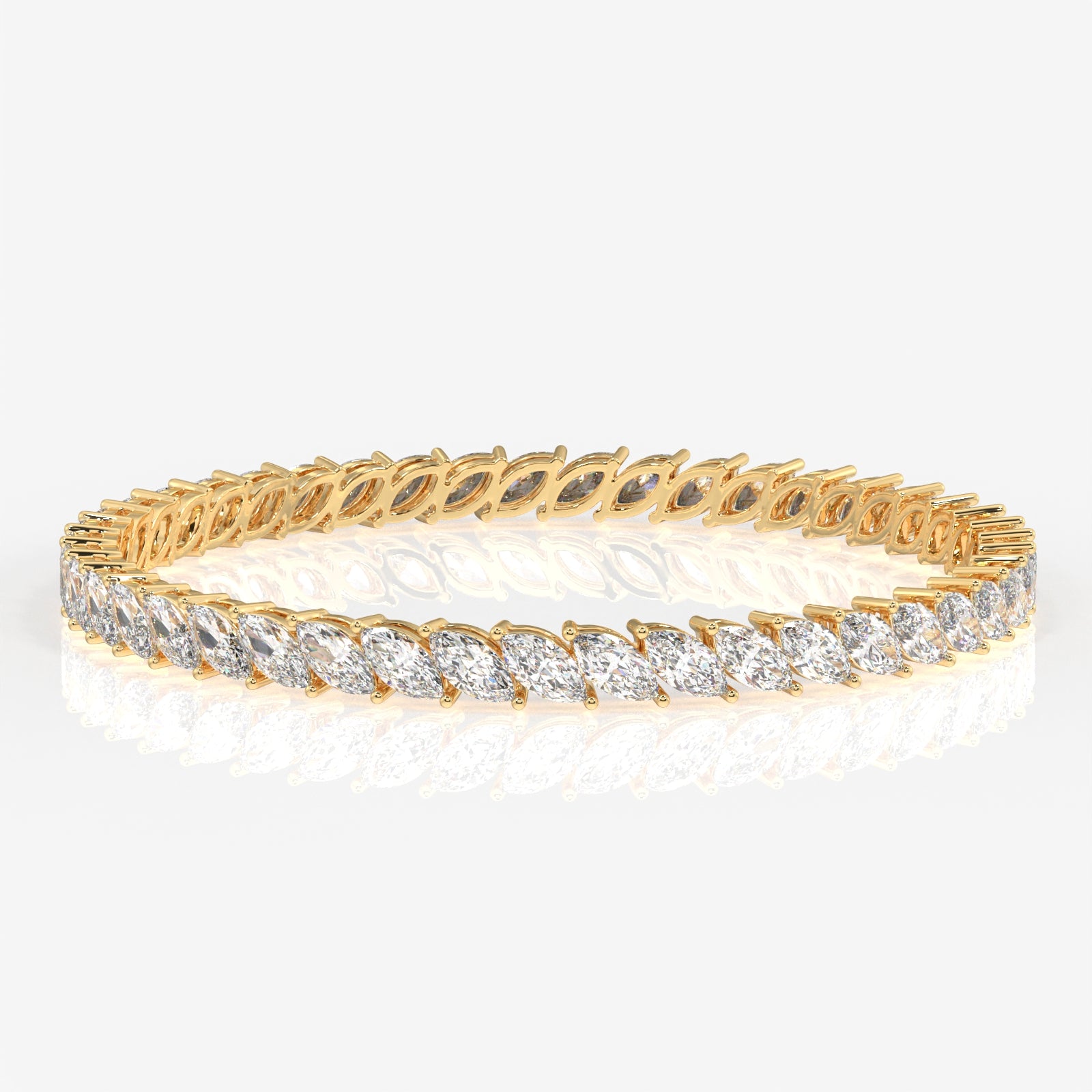 Marquise Cut Lab Grown Diamond 14K Gold Bangle