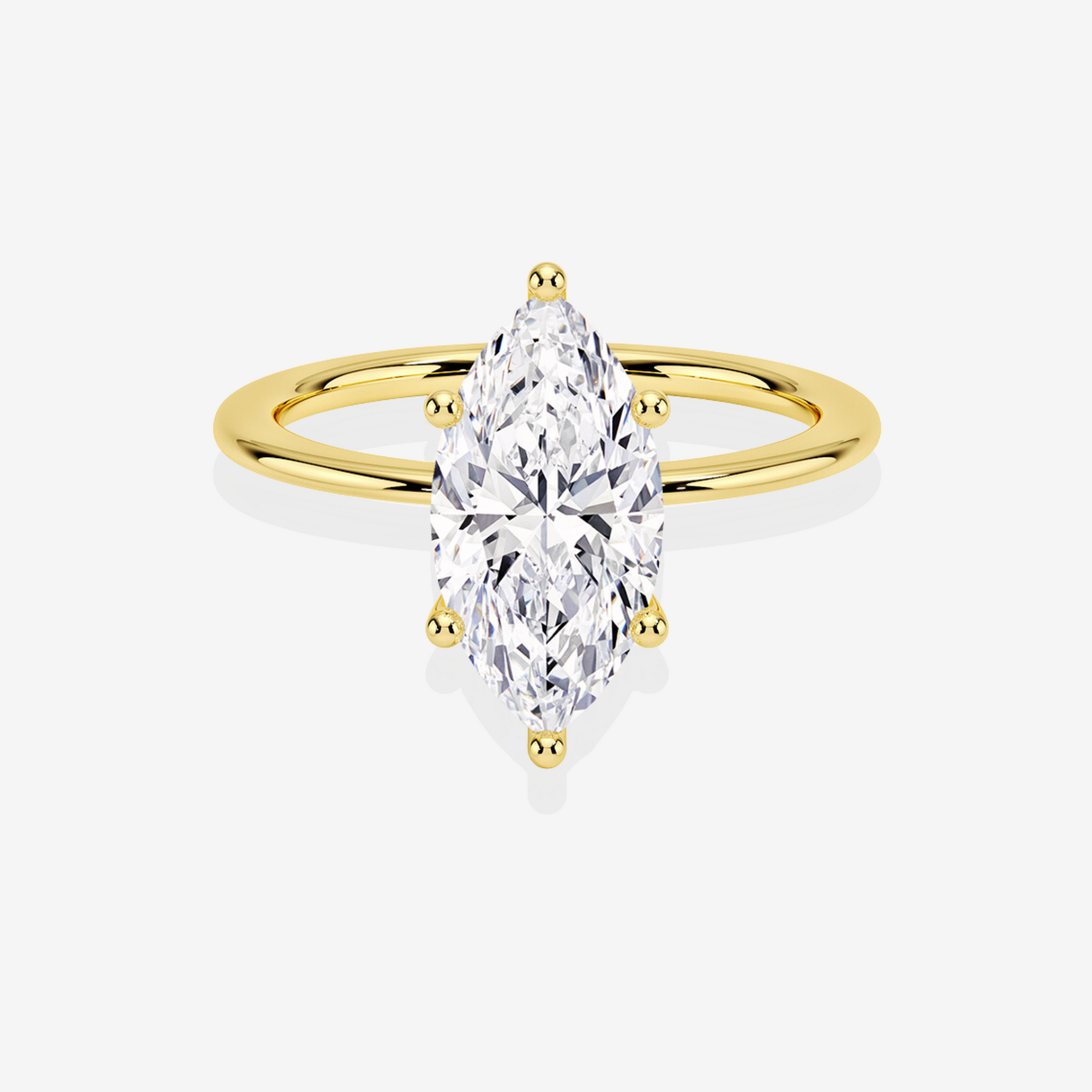 Marquise Cut Lab Grown Diamond Classic Solitaire Engagement 14k Gold Ring