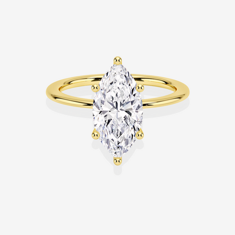 Marquise Cut Lab Grown Diamond Classic Solitaire Engagement 14k Gold Ring