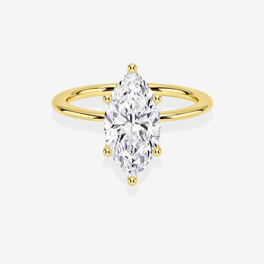 Marquise Cut Lab Grown Diamond Classic Solitaire Engagement 14k Gold Ring