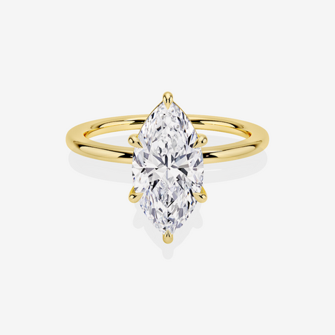 Marquise Cut Lab Grown Diamond Petite Solitaire Engagement 14K Gold Ring