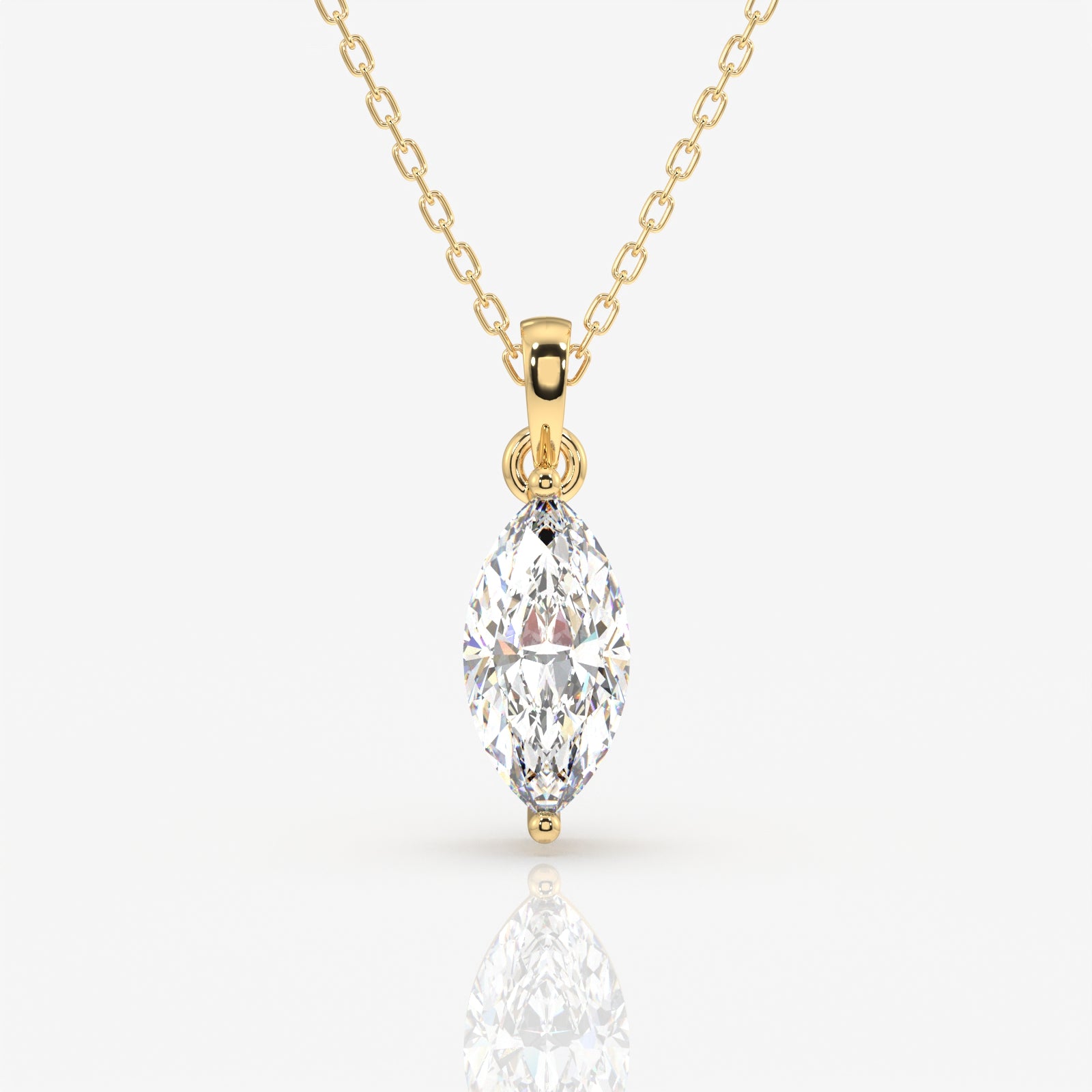 Marquise Cut Lab Grown Diamond Solitaire 14k Gold Pendant