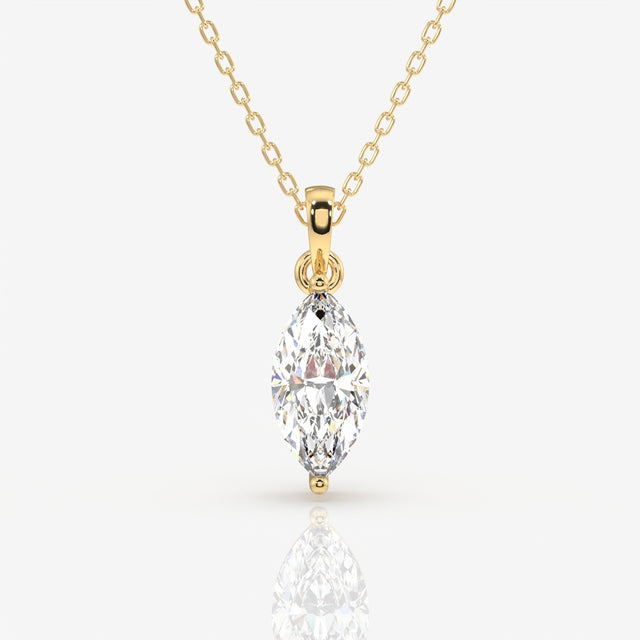 Marquise Cut Moissanite Diamond Solitaire Sterling Silver Pendant
