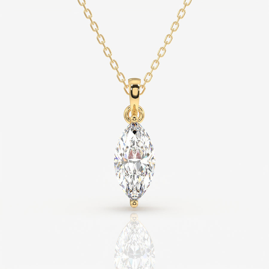 Marquise Cut Lab Grown Diamond Solitaire 14k Gold Pendant