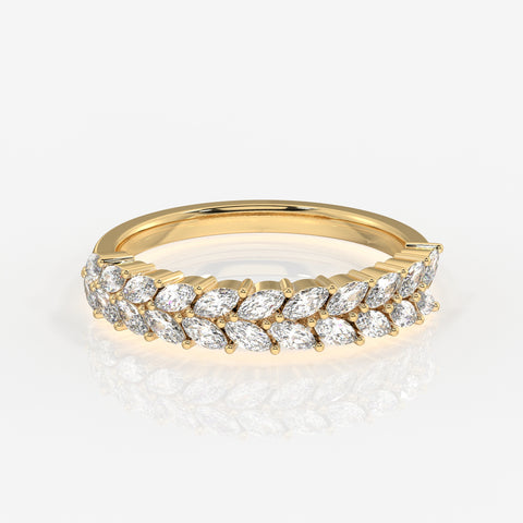 Marquise Cut Lab Grown Diamond Wedding Band 14k Gold Ring