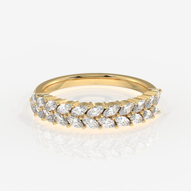 Marquise Cut Lab Grown Diamond Wedding Band 14k Gold Ring