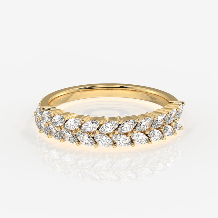 Marquise Cut Lab Grown Diamond Wedding Band 14k Gold Ring